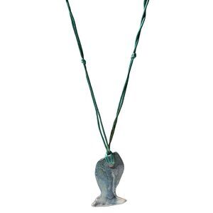 Handcrafted Ceramic Fish Pendant Necklace Blue White Rope Beach Core Fashion